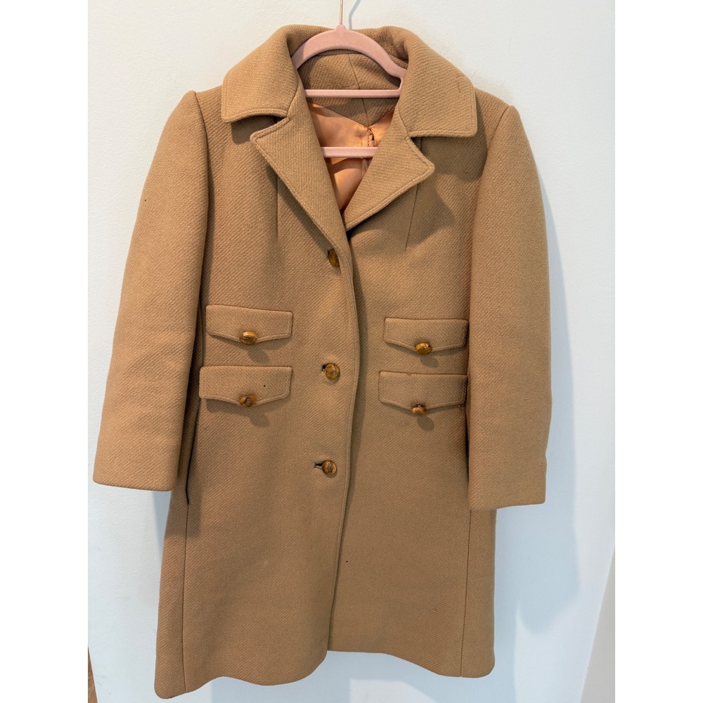 Vintage 1950s 1960s Joanna Jr. Camel Wool Blend Overcoat